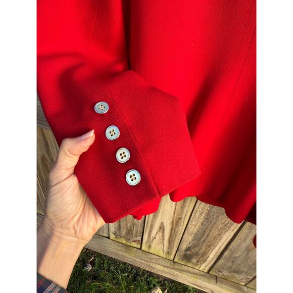 Vintage Scarlet Red Wool Power Blazer - Picture 8 of 10